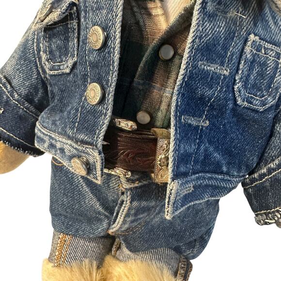 Steiff RRL Polo Ranch Bear Ralph Lauren Rancher Teddy Growler 13" With Stand - Picture 3 of 4